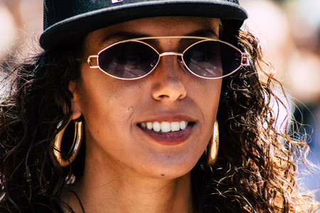 Tel Aviv Israel June 14, 2019 Portrait of unknown Israeli people participating to the gay pride parade in the streets of Tel Aviv in the afternoonのeditorial素材