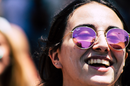 Tel Aviv Israel June 14, 2019 Portrait of unknown Israeli people participating to the gay pride parade in the streets of Tel Aviv in the afternoonのeditorial素材