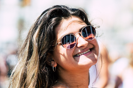 Tel Aviv Israel June 14, 2019 Portrait of unknown Israeli people participating to the gay pride parade in the streets of Tel Aviv in the afternoonのeditorial素材