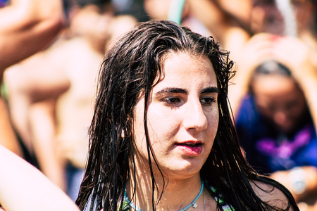 Tel Aviv Israel June 14, 2019 Portrait of unknown Israeli people participating to the gay pride parade in the streets of Tel Aviv in the afternoonのeditorial素材