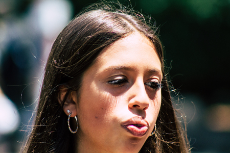 Tel Aviv Israel June 14, 2019 Portrait of unknown Israeli people participating to the gay pride parade in the streets of Tel Aviv in the afternoonのeditorial素材