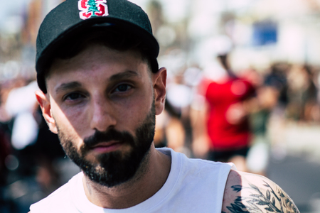Tel Aviv Israel June 14, 2019 Portrait of unknown Israeli people participating to the gay pride parade in the streets of Tel Aviv in the afternoonのeditorial素材