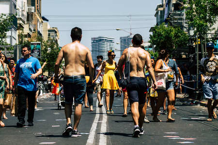 Tel Aviv Israel June 14, 2019 View of unknown Israeli people participating to the gay pride parade in the streets of Tel Aviv in the afternoonのeditorial素材