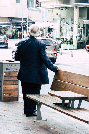 Tel Aviv Israel June 16, 2019 View of unknown Israeli people walking in the streets of Tel Aviv in the afternoonのeditorial素材