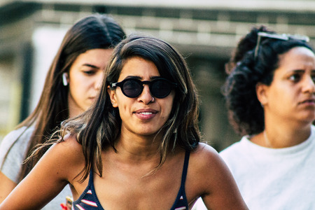Tel Aviv Israel June 16, 2019 View of unknown Israeli people walking in the streets of Tel Aviv in the afternoonのeditorial素材