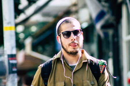 Tel Aviv Israel June 16, 2019 View of unknown Israeli people walking in the streets of Tel Aviv in the afternoonのeditorial素材