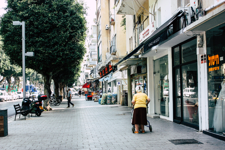 Tel Aviv Israel June 16, 2019 View of unknown Israeli people walking in the streets of Tel Aviv in the afternoonのeditorial素材