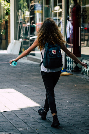 Tel Aviv Israel June 16, 2019 View of unknown Israeli people walking in the streets of Tel Aviv in...