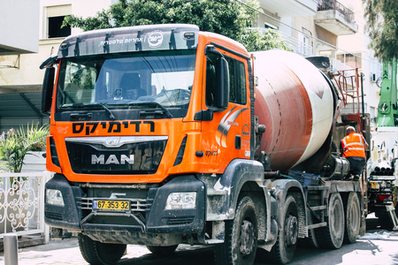 Tel Aviv Israel June 16, 2019 View of construction machinery parked in the streets of Tel Aviv in the afternoonのeditorial素材