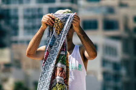 Tel Aviv Israel June 15, 2019 View of unknown Israeli people having fun on the beach of Tel Aviv in the afternoonのeditorial素材