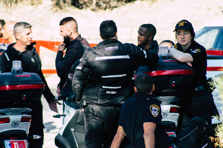 Tel Aviv Israel June 16, 2019 View of a Israeli police officers in the streets of Tel Aviv in the afternoonのeditorial素材