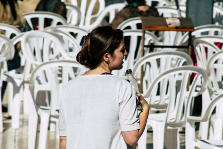 Jerusalem Israel June 19, 2019 View of unknown Israeli woman praying at the Western wall in the Old city of Jerusalem in the afternoonのeditorial素材
