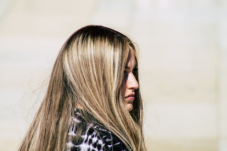 Jerusalem Israel June 19, 2019 View of unknown Israeli woman praying at the Western wall in the Old city of Jerusalem in the afternoonのeditorial素材