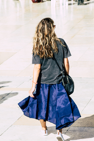 Jerusalem Israel June 19, 2019 View of unknown Israeli woman praying at the Western wall in the Old city of Jerusalem in the afternoonのeditorial素材