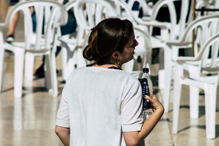 Jerusalem Israel June 19, 2019 View of unknown Israeli woman praying at the Western wall in the Old city of Jerusalem in the afternoonのeditorial素材