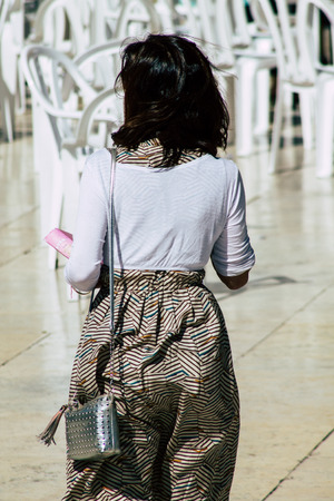 Jerusalem Israel June 19, 2019 View of unknown Israeli woman praying at the Western wall in the Old city of Jerusalem in the afternoonのeditorial素材