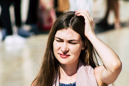 Jerusalem Israel June 19, 2019 View of unknown Israeli woman praying at the Western wall in the Old city of Jerusalem in the afternoonのeditorial素材