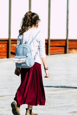 Jerusalem Israel June 19, 2019 View of young Israeli girl walking front the Western wall in the Old city of Jerusalem in the afternoonのeditorial素材