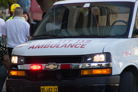 Jerusalem Israel June 19, 2019 View of a Israeli ambulance rolling in the streets of Jerusalem in the afternoonのeditorial素材