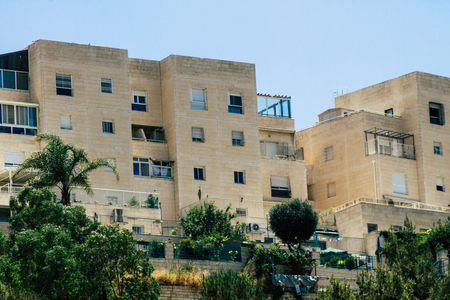 Jerusalem Israel June 21, 2019 View of traditional building in Ir Ganim district of Jerusalem in the afternoonのeditorial素材