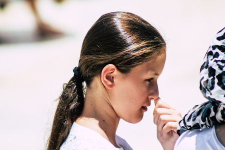 Jerusalem Israel June 24, 2019 View of young Israeli child walking front the Western wall in the Old city of Jerusalem in the afternoonのeditorial素材