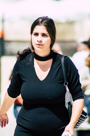 Jerusalem Israel June 24, 2019 View of unknown orthodox Israeli woman walking front the Western wall in the Old city of Jerusalem in the afternoonのeditorial素材