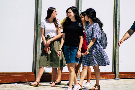 Jerusalem Israel June 24, 2019 View of unknown orthodox Israeli woman walking front the Western wall...