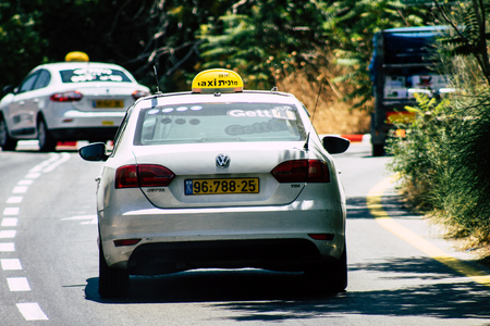 Jerusalem Israel June 26, 2019 View of traditional taxi rolling in the streets of Jerusalem in the afternoonのeditorial素材