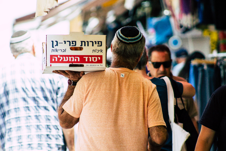 Jerusalem Israel July 3, 2019 View of unknowns Israeli people walking and shopping at the Mahane Yehuda Market in Jerusalem in the morningのeditorial素材