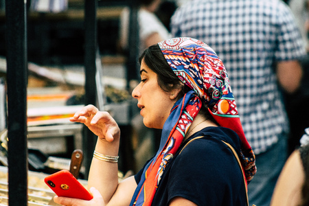 Jerusalem Israel July 3, 2019 View of unknowns Israeli people walking and shopping at the Mahane Yehuda Market in Jerusalem in the morningのeditorial素材