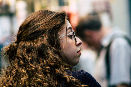 Jerusalem Israel July 3, 2019 View of unknowns Israeli people walking and shopping at the Mahane Yehuda Market in Jerusalem in the morningのeditorial素材