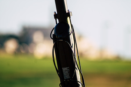Tel Aviv Israel July 6, 2019 View of a electric scooter parked in the streets of Tel Aviv in the afternoonのeditorial素材