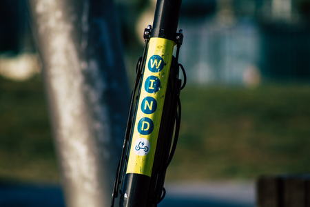 Tel Aviv Israel July 6, 2019 View of a electric scooter parked in the streets of Tel Aviv in the afternoonのeditorial素材