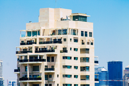 Tel Aviv Israel July 9, 2019 View of buildings from a roof top located in Ben Yehuda street in Tel Aviv in the morningのeditorial素材
