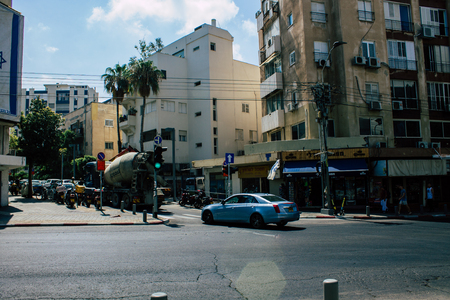 Tel Aviv Israel August 5, 2019 View of traditional street of Tel Aviv center in the afternoonのeditorial素材