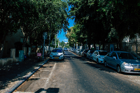 Tel Aviv Israel August 5, 2019 View of traditional street of Tel Aviv center in the afternoonのeditorial素材