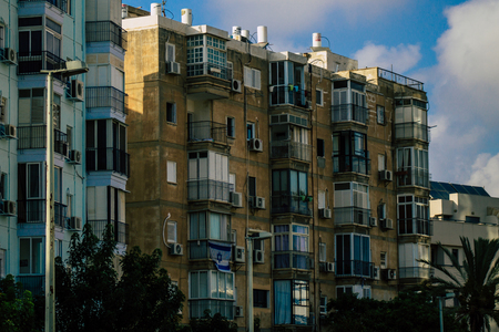 Tel Aviv Israel August 5, 2019 View of traditional street of Tel Aviv center in the afternoonのeditorial素材