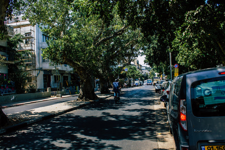 Tel Aviv Israel August 5, 2019 View of traditional street of Tel Aviv center in the afternoonのeditorial素材