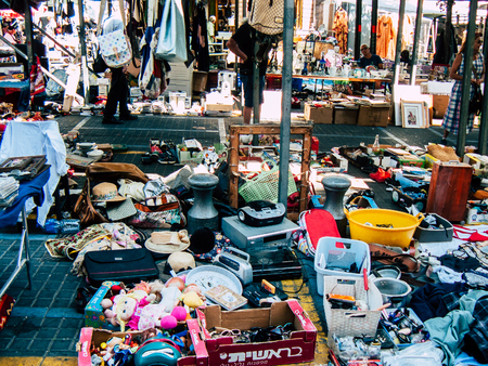 Tel Aviv Israel August 11, 2019 View of second hand objects sold at the flea market in the old city of Jaffa in the morningのeditorial素材