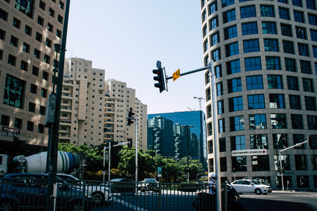 Tel Aviv Israel August 17, 2019 View of building in the streets of Tel Aviv center in the afternoonのeditorial素材