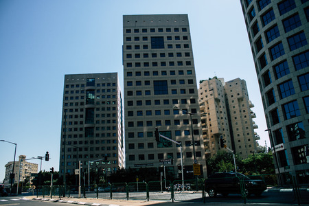 Tel Aviv Israel August 17, 2019 View of building in the streets of Tel Aviv center in the afternoonのeditorial素材