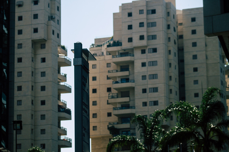 Tel Aviv Israel August 17, 2019 View of building in the streets of Tel Aviv center in the afternoonのeditorial素材