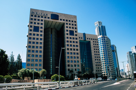 Tel Aviv Israel August 17, 2019 View of building in the streets of Tel Aviv center in the afternoonのeditorial素材