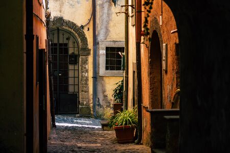 Rome Italy September 18, 2019 View of the windows of the buildings in the streets of Rome in the afternoonの写真素材