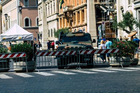 Rome Italy September 18, 2019 View of a Italian military car parked in the streets of Rome in the morningの写真素材