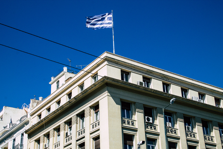 Athens Greece August 30, 2019 View of building in the streets of Athens in the morningのeditorial素材