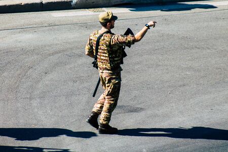 Rome Italy September 29, 2019 View of an Italian soldier on protection mission of the Coliseum of...