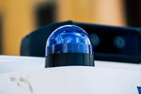 Rome Italy September 29, 2019 View of a Italian ambulance parked in the streets of Rome in the morningの写真素材