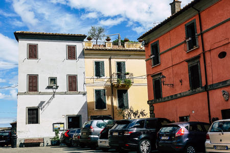 Nepi Italy September 25, 2019 View of buildings in the medieval city of Nepi near Rome in the afternoonのeditorial素材