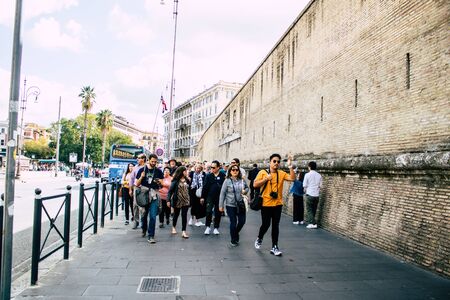 Rome Italy October 18, 2019 View of unknowns people walking in the streets of Rome in the afternoonの写真素材